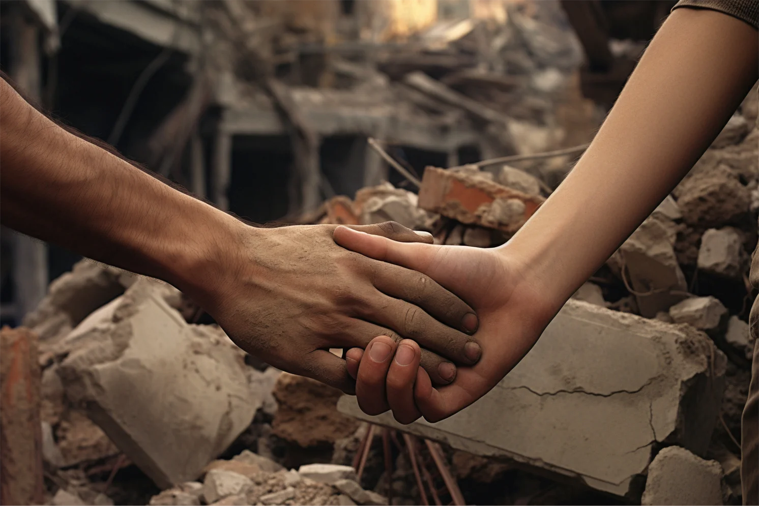 Qué hacer durante un terremoto: persona protegiéndose de forma segura